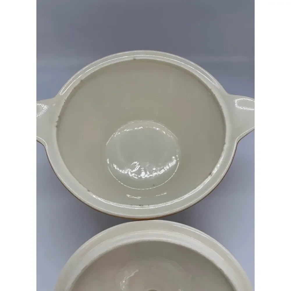 Vintage MCM Royal China Star Glow Covered Casserole Serving Dish Rust Brown